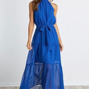 Pretty Garden Amazon Sundress Solid Blue Size S